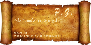 Pázmán Gergő névjegykártya